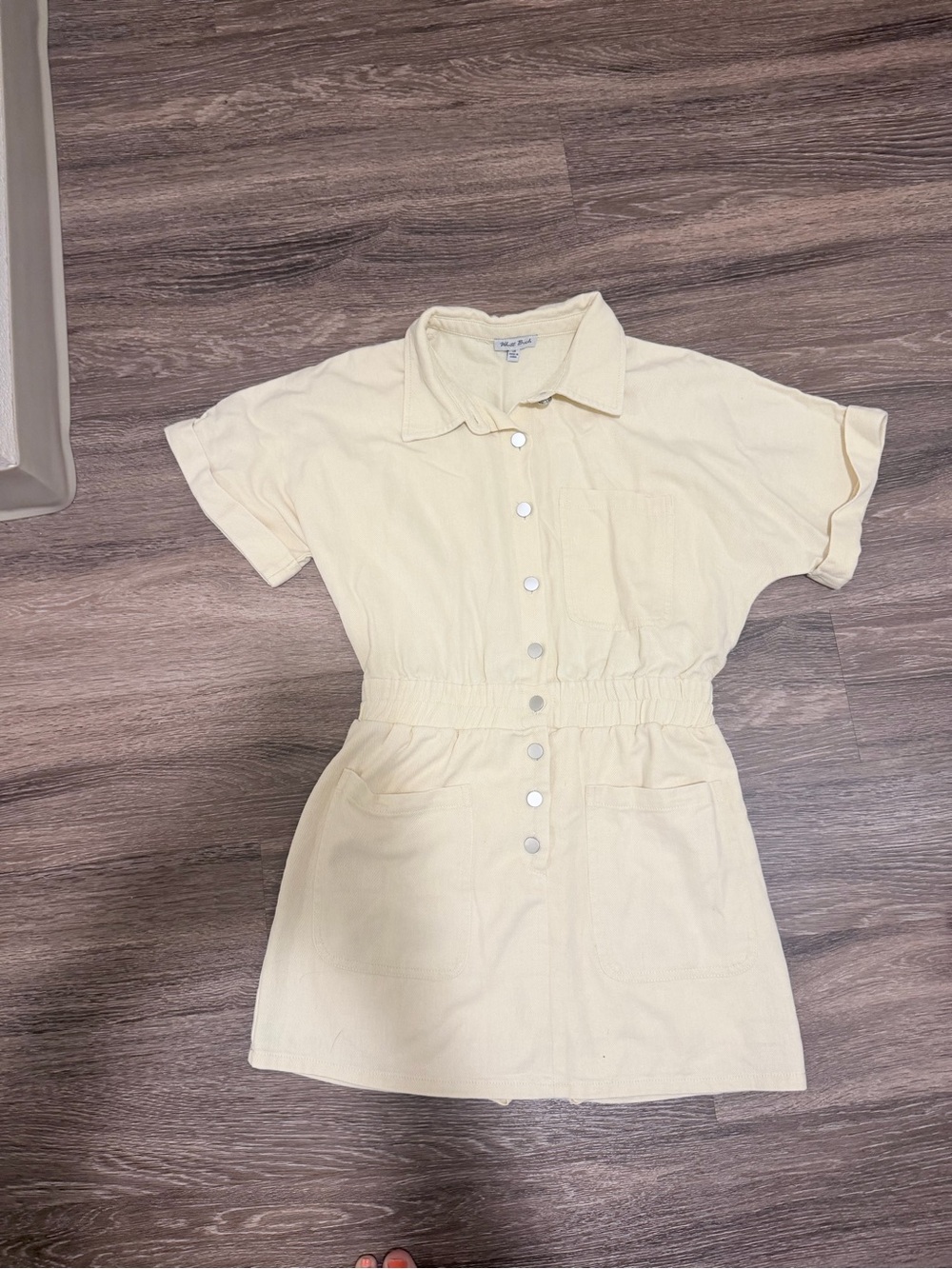 White Birch Cream Short Sleeve Button-Front skirt/jumper with built in shorts.